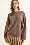 Women's Plain Camel Basic Soft Textured Loose Sweatshirt Swt-19000457 - 2