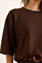Women's Bitter Brown Modal Crew Neck Soft Textured Flowy T-Shirt Tsh-19000935 - 6