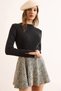 Women's Black Stand Collar Cuff Slit Button Detailed Knitwear Sweater Kzk-19000995