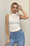 Women's Half Turtleneck Zero Sleeve High Neck Sleeveless Bodysuit Blouse - 2