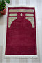 Kaba Patterned Knitted Tasseled Chenille Prayer Rug Red