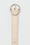 Round Buckle Perforated Faux Leather Belt Cream - 3