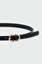 Auger Double Oval Buckle Faux Leather Belt Black - 2