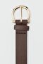 Classic Faux Leather Belt with Oval Buckle Brown - 5