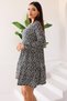 Women's Black and White Floral Print Long Sleeve Mini Dress - Women's Dress - 3