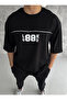Men's Crew Neck Printed Oversize T-Shirt - Black - 2