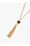 Stone Steel Necklace with Chain Tassel Detail - 2