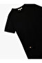 Applique Detailed Crew Neck Short Sleeve Mini Black Women's Dress 6Wak80040Ek - 5