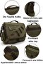 4017 Khaki 14-Inch Laptop Canvas Messenger School Bag Unisex with Lock Multi-Pocket Shoulder Strap - 4