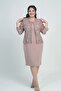 Women's Sequin Embroidered Bead Detailed Tulle Jacket Half Moon Sleeve Short Dress Lined Crepe Plus Size 2-Piece - 3
