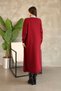 Women's Burgundy Crew Neck Dress and Cardigan Hijab Top and Bottom Set - 4