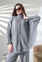 Women's Gray High-Neck Casual Cut Sweater and Fit Pants Top and Bottom Knitwear Set - 4