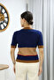 V-Neck Color-Blocked Buttoned Knitwear Blouse - 4