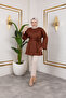 Women's Tan Belted Modal Knitted Fabric Hijab Tunic - 4