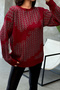 Crew Neck Patterned Knit Sweater - 5