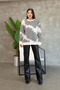 Crew Neck Patterned Knit Sweater - 2