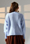 Women's Baby Blue Motif Patterned Buttoned Winter Knitwear Cardigan Loi̇a25-5267 - 5