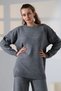 Women's Anthracite Crew Neck Sweater and Wide Leg Pants Knitwear Set - 3