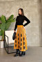 One-Piece Patterned Knitwear Dress with a High Collar and Skirt-Like Appearance - 3
