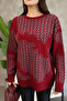 Crew Neck Patterned Knit Sweater - 2