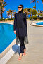 Black Full Covered Hijab Swimsuit – Water Repellent, Upf50+ Protection – M2508-1 - 3