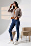 Cinnamon Brown Square Line Patterned Buttoned Knitwear Cardigan Bces-252004 - 3
