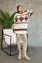 Crew Neck Patterned Knit Sweater - 4