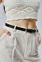 100% Genuine Leather Stylish Yellow Buckle Women's Belt - 6