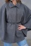 Women's Waist Belted Cashmere Gray Poncho New Season Stylish Oversize Trendy and Comfortable Modern Outerwear - 6