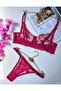 Women's Fuchsia Pink Embroidered Underwear Set