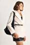 Women's Cream Pocket Detailed Lined Belted Plush Textured Blazer Jacket 2761 60281110 - 3