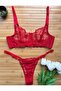 Women's Red Embroidered Lingerie Set - 4