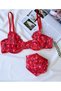 Women's Floral Tulle Detailed Red Underwear Set - 3