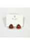 Burgundy color stone detailed earrings - 2