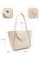 Cream Shk249 Faux Leather, Single Compartment with Snap Closure, Large Size Hand, Arm, and Shoulder Bag - 4