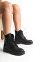 Women's Black Side Pocket Detailed Lace up Boots |   Zippered, Thick Soled, Comfortable & Stylish Everyday Boots - 2