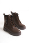 Women's Brown Side Pocket Detailed Lace up Boots |   Zippered, Thick Soled, Comfortable & Stylish Everyday Boots