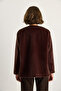 Women's Brown Leather Buckle Detailed Lined Wool Textured Short Coat 7022 60284077 - 7