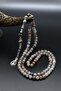 Natural Veined Agate Stone 99 Prayer Beads with Metal Tassel 6mm Sphere Cut 902264