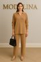 Camel Biscuit Women's Polo Shirt Collar New Season Winter Knitwear Bottom Top Set - 2