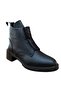 11032-1 Women's Genuine Leather Buckle and Rubber Detailed Zippered Boots