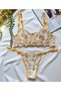 Women's Yellow Floral Embroidered Lingerie Set - 3