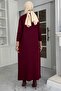 Laçin Knitwear Dress Burgundy - 5