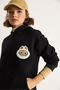 Women's Black Embroidered Hooded Sweatshirt with Kangaroo Pocket 6045 60284098 - 5
