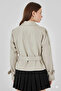 Women's Beige Double Breasted Collar Belted Lined Short Trench Coat Hzl25W-Bd159701 - 5