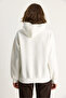 Women's Ecru Embroidered Hooded Sweatshirt with Kangaroo Pocket 6045 60284098 - 7