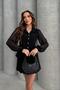 Women's Button-Detail Chiffon Sleeve Blouse Black - 3