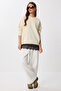 Floral Textured Oversize Knit Sweater Lpf0113 Cream - 2