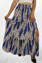 Slit Flower Patterned Viscose Fabric Long Skirt - 6