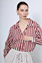 Claret Red Striped Gold Buttoned Shirt - 4966 - 2